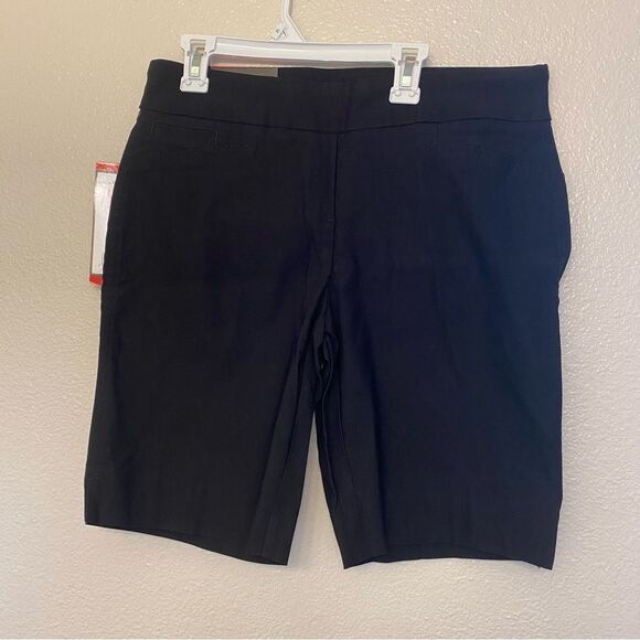 Hilary Radley Womens Midweight Bermuda Pull-On Shorts black stretchy M NEW - Picture 2 of 10
